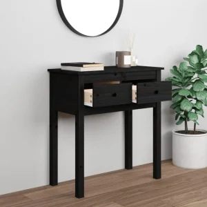 VidaXL Table Console Noir 70x35x75 Cm Bois Massif De Pin 9