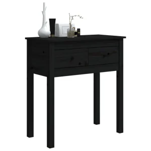 VidaXL Table Console Noir 70x35x75 Cm Bois Massif De Pin 11