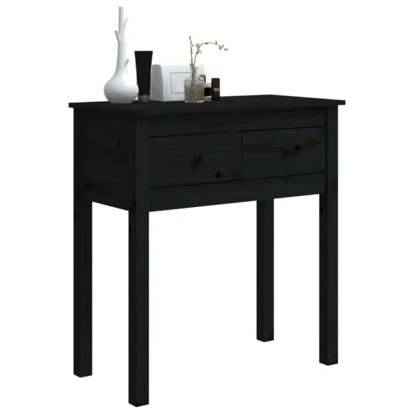 VidaXL Table Console Noir 70x35x75 Cm Bois Massif De Pin 4