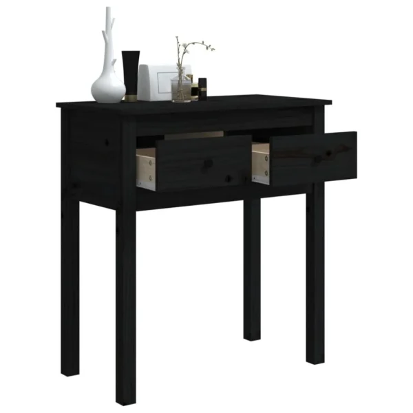 VidaXL Table Console Noir 70x35x75 Cm Bois Massif De Pin 5