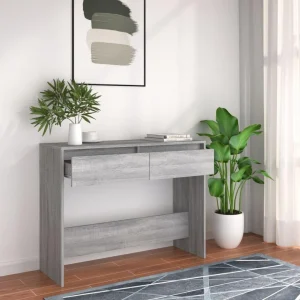 VidaXL Table Console Sonoma Gris 100x35x76,5 Cm Aggloméré 13