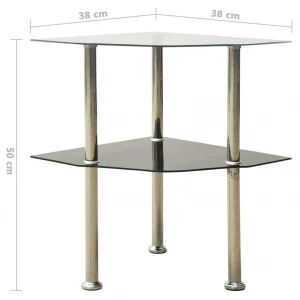 VidaXL Table 2 Niveaux Transparent Et Noir 38x38x50 Cm Verre Trempé 15