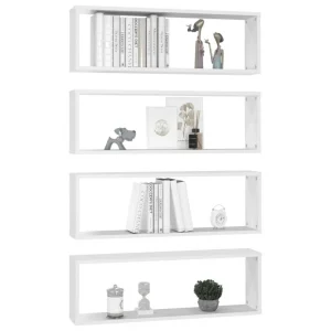 VidaXL Étagères Cube Murales 4 Pcs Blanc 80x15x26,5 Cm Aggloméré 11