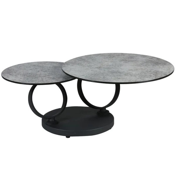 Altobuy Vikli – Table Basse Ronde Double Plateaux Verre 1