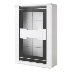 Modern Living Vitrine 2 Portes BELLARIVA Laqué Blanc/ Gris Anthracite 11