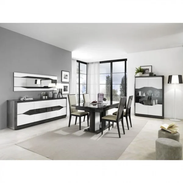 Modern Living Vitrine 2P L.120 MATERA Blanc/imitation Chêne Gris 3