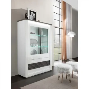 Modern Living Vitrine 4 Portes VERTIGO Blanc/chêne Gris 15