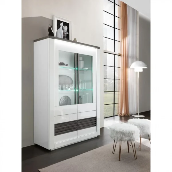 Modern Living Vitrine 4 Portes VERTIGO Blanc/chêne Gris 6