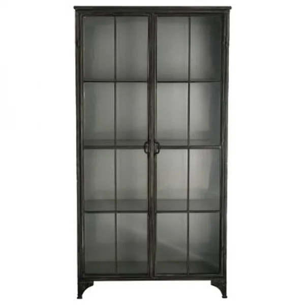 Pegane Vitrine Bibliothèque De 2 Portes Coloris Noir En Fer Et Verre – Dim :… 3