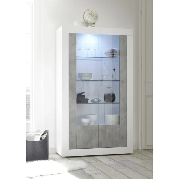 Pegane Vitrine, Meuble De Rangement 2 Portes Vitrées Coloris Blanc Brillant,… 1