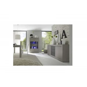 Ac-Deco Vitrine Murale à Poser – Platinium – L 102 X L 43 X H 162 Cm – Gris 8