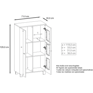 MPC Vitrine Sur Pied Avec 2 Portes Et 3 Vitres, Blanc Mat/blanc Haute Bril… 11