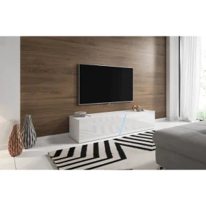 VIVALDI Meuble TV – SLANT – 160 Cm – Blanc Mat / Blanc Brillant Avec L… 8