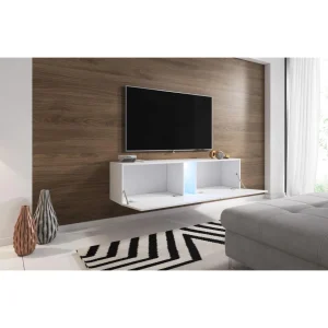 VIVALDI Meuble TV – SLANT – 160 Cm – Blanc Mat / Blanc Brillant Avec L… 10