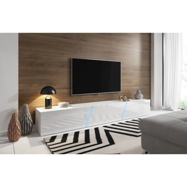 MES VIVALDI Meuble TV – SLANT DOUBLE – 240 Cm – Blanc Mat / Blanc Brillant… 3